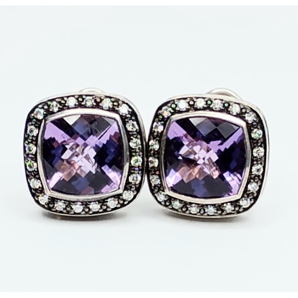 David Yurman Albion 11mm Amethyst Diamond Earrings  Moonlight Ice Collection. - Picture 2 of 9